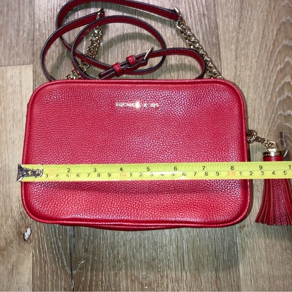 Michael Kors Crossbody Bag Leather  Red with Gold Chain - Picture 6 of 9